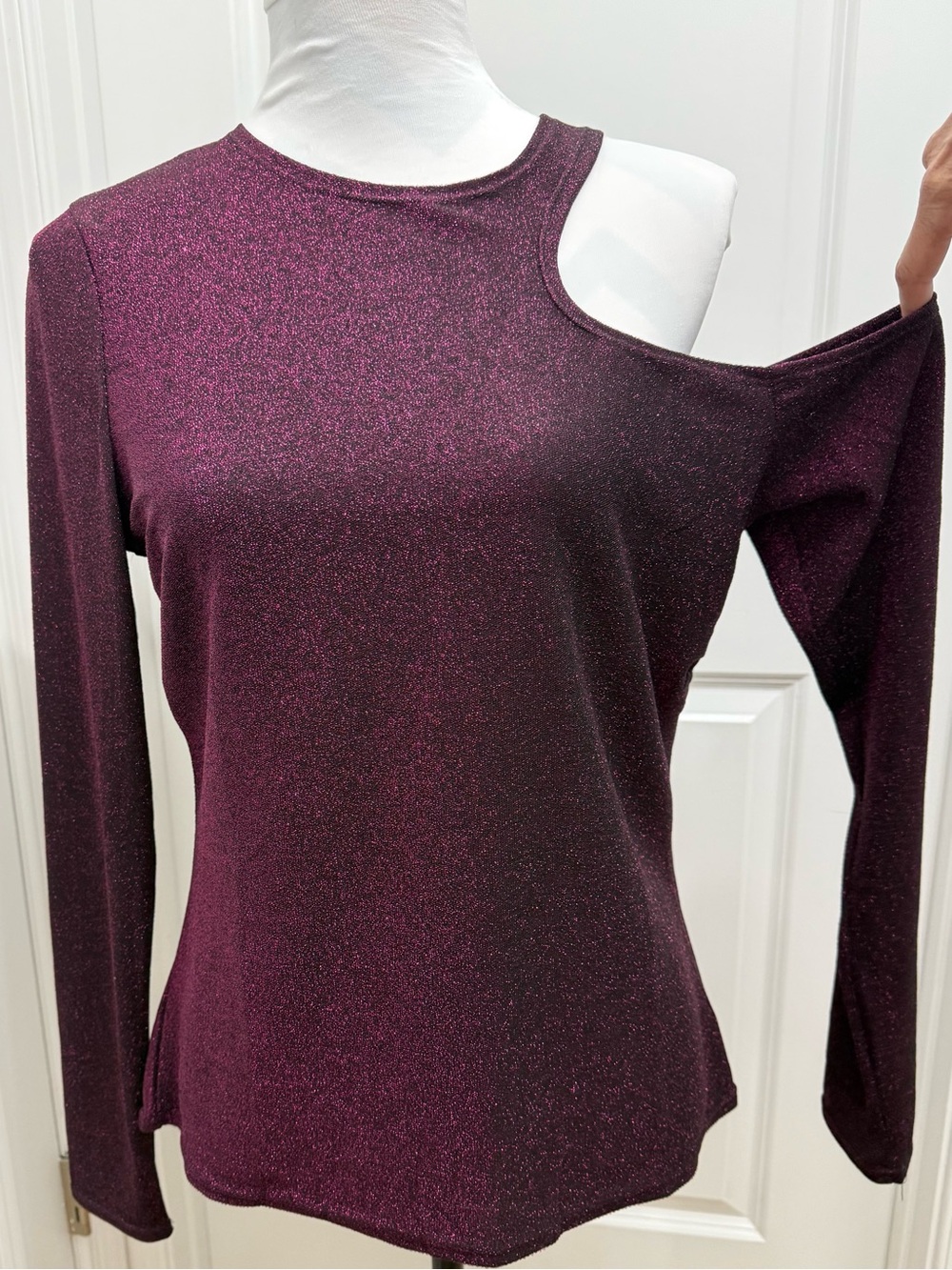 Venus Cold Shoulder Long Sleeve Sparkle Top
